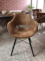 Bodahl - 4er-Set Stuhl Jazz Leder 105 Kenia Brown Braun 4 Fußgestell Holz Schwarz Lackiert Mit Metallstreben - 3