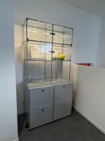 USM Haller - Vitrine Mattsilber mit Glas - 3
