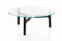Bielefelder Werkstätten - Couchtisch Porto 90 Platte Glas Optiwhite Gestell Esche Furniert Wengefarbig Gebeizt Auflage Edelstahloptik - 3