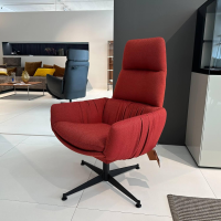 KFF - Lounge Sessel Faye Casual Stoff Rohi Credo Lampion Rot 4 Fuß Sterngestell Drehbar Struktur Schwarz mit Hocker - 12