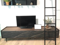 San Giacomo - Wohnwand Mit Sideboard Cabaret Front Schwarz Korpus Eiche Element Domino Glas Schwarz Element Domino Eiche - 5