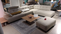 Contur - Ecksofa Conmodo Stoff Crumble Silky 61 Beige Füße Metall Schwarz Inklusive Hocker Und Lendenkissen - 2