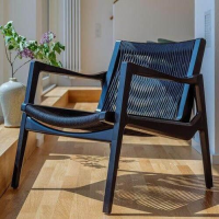 ClassiCon - Sessel Lounge Chair Euvira Bespannung Schwarzer Kordel Eiche Massiv Schwarz Gebeizt Klar Lackiert - 3
