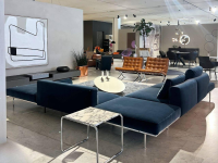 Knoll International - Wohnlandschaft Matic Stoff Iseo Blau (08) T-Naht Gestell Aluminium Glänzend - 4