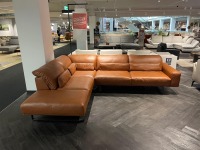 DSign - Ecksofa Dsign Corvo R Leder L155 68 Cognac Braun Kufe Anthrazit Mit Festem Hocker - 2