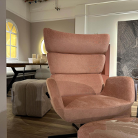 Conform - Sessel Turtle Stoff Velvety 1456 32 Peach Rosa Drehgestell Schwarz Lackiert Mit Hocker Und Verstellbarer Lehne - 8