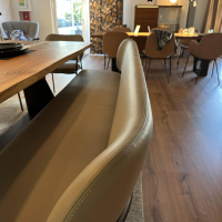 Tonon - Sitzgruppe Eli Leder 9 Soft 96 Grau Beige Gestell Stahl Brüniert - 6