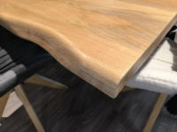 Ludwig Gutmann - Essgrupe Normandy Iggy Tisch Mango Natur Gebeizt Füße Metall Sessel Vintage Leder Und Stoff Füße Eiche - 4