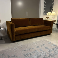 Signet - Schlafsofa Kyoto Stoff F Genua Kupfer Gelb Orange Holzfüße Buche Schwarz Mit Klappbaren Armlehnen - 3