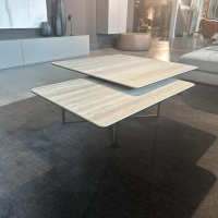 Contur - Couchtisch Cena C Platte Keramik Tarvertino Geädert Matt Grau Gestell Lack Manganese 2525 Grau Mit Schwenkbarer Platte - 3