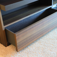 Molteni & C - Wall unit eucalyptus lacquer mocha with sliding door made of Stopsol glass with light - 6