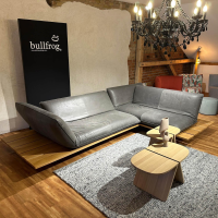 Bullfrog - Ecksofa Leder Oasis Elefant 2100 63 Grau Plateau Wildeiche Massiv Geölt Metallfuß Schwarz Lackiert - 6