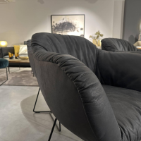 Contur - 4er Set Armlehnenstuhl Sevano Leder Miura 51 Anthrazit Gestell Metall Schwarz Pulverbeschichtet - 5