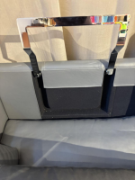 Brühl - Sofa Alba 2,5-Sitzer Leder Lama 95 Grau Winkelfuß Schwarz mit 2 Kissen - 3