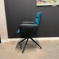 KFF - Stuhl Arva Light Außen Leder Sauvage Anthrazit Innen Stoff Seven Petrol Blau 4 Fuß Sterngestell Schwarz - 7