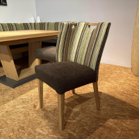 Schösswender - Essgruppe LS23 Manzan Stoff Cora 8094 801 Uni Und 8095 27 Gestreift Grün Braun Und Eiche Natur Lackiert - 8