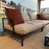 B&B Italia - Elementgruppe Nooch Stoff Lamone Weiß Quadrat Ziegelmuster Profil Lola Weiß Gestell Graphit Lackiert Inklusive Couchtische - 6