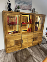 Natura - Highboard Hartford Eiche Natur Geölt Rückwand Massiv Sandgestrahlt Inklusive Beleuchtung - 8