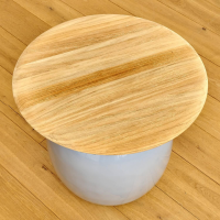 Gloster - Beistelltisch Blow Low Platte Teak Gestell Keramik Glasiert Smoke Grau - 7