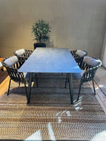 Eigene Herstellung - Varaschin  / Essgruppe Tisch Elisse HPL mit 4er-Set Stuhl Emma Stoff Grau Nero - 2