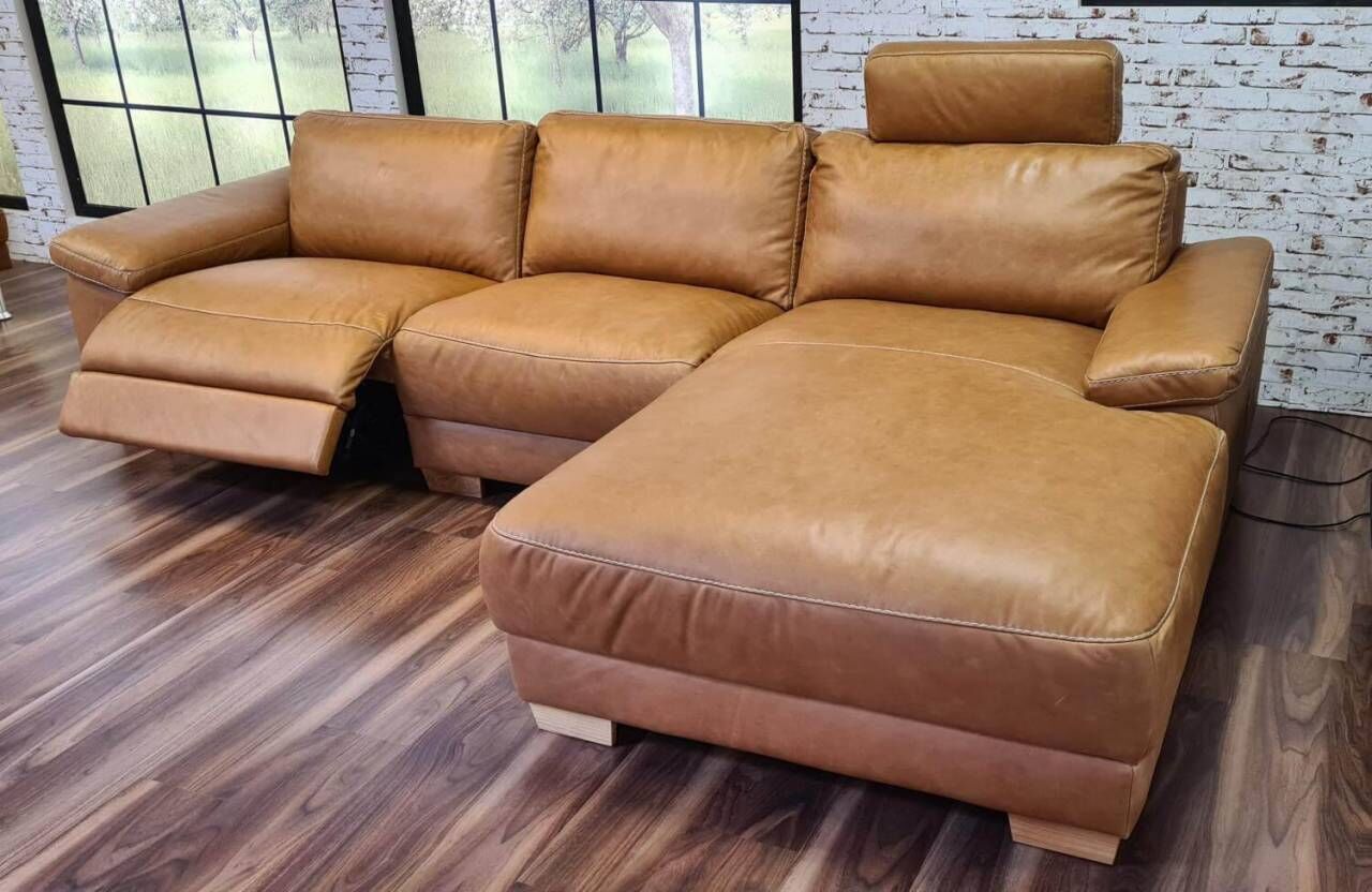 Ecksofa Leder Cognac Vintage