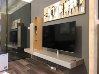 Spectral Smart Furniture - Medienmöbel Twenty Wandhängend Oberflächen Lack Matt Kieselstein Furnier Eiche Sand Stoff Silber - 3