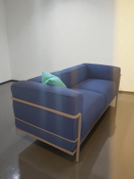 Cassina - Sofa Fauteuil Grand Comfort 2 Place Outdoor Stoff Kemi 13 L371 Blau Gestell Schlamm Geprägt - 3