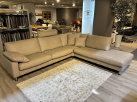 Erpo - Ecksofa Classics 500 Leder 43.400 Stone Grau Fuß CL80 Hochglanz mit 3 Kissen - 3