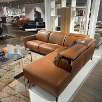 Mondo - Ecksofa Ensemble Sallin Leder Montana Cognac Braun Füße Schwarz - 5