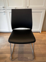 Bacher - 4er-Set Stuhl Bow Sitz Leder Schwarz Rücken Strickstoff Schwarz Anthrazit Gestell Chrom Hochglanz - 8