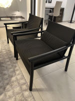 Arper - 2er Set Loungesessel Kata 3D Knit Polyesterfasern Charcoal Schwarz Gestell Eiche Massiv Schwarz Gebeizt Inklusive Kissen - 6