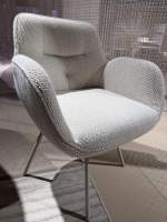 himolla - Stuhl Dining 1473 Stoff 18 Marble Pebbles Beige Gestell Metall Beige Mit Rückholfeder - 4