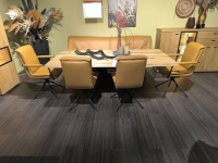 Koinor - Speisegarnitur Alino Leder B Bonito Ocra Gelb Braun Platte Balkeneiche Gestell Flachstahl Und Metall Schwarz Matt - 5