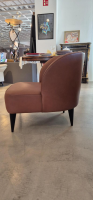 Violetta - Sessel Lisa Leder 70 Cognac Braun Füße Massivholz Schwarz - 2