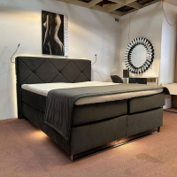 Musterring - Boxspringbett MR Dubai Stoff D 520 Anthrazit Samt Füße Chromkufe Inklusive Matratzen Und Beleuchtung - 4