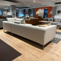 freistil Rolf Benz - Ecksofa 185 Stoff 2071 Hellelfenbein Beige Fuß Stahl Winkelfuß RAL 7037 Staubgrau Grau Mit Kissen - 6