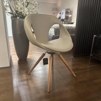 Tonon - Stuhl UP Chair Leder 7 Beige 4 Fuß Gestell Nussbaum Drehbar - 3