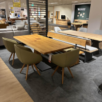 Wimmer - Essgruppe Zweigl Holz Rustikale Asteiche Leder Colorado 546 Olivegrün Grün Gestell Metall RAL7021 Schwarzgrau - 8