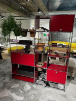 USM Haller - Regal Lack Rubinrot 23 Rot Mit E Elementen Und Pflanzentöpfen - 4