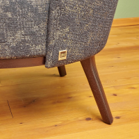 Bielefelder Werkstätten - Sessel Polo Cocktail Stoff JAB Citrin Grau Gold Gestell Esche Schwarz Gebeizt - 8