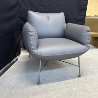 COR - Clubsessel Jalis 26188 Leder 248 Asche Grau Nahtband 5091 Mittelgrau Grau Drahtgestell F02 Feinstruktur Platin - 7