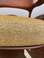 Porada - Sessel Louis Stoff Ikat Var. 13696/27 Gelb Struktur Nussbaum - 3