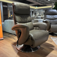 Hukla - Relaxsessel CM HU1060 Leder Vivre Greystone Grau Rundfuß Drehteller Metall - 2