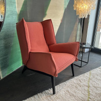 Ligne Roset - Sessel Toa Stoff Coda Saumon 632 Rosa Orange Füße Esche Schwarz Gebeizt - 3