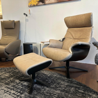 Conform - Sessel Afterwork Leder D Grizzly Taupe Grau Beige Schale Holz Schwarz Fuß Metall Schwarz Lackiert Inklusive Hocker - 8