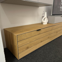 Wöstmann - Wohnwand WM 2380 Lack Samtgrau Holz Balkeneiche Und Wildeiche Massiv Mit Beleuchtung - 7