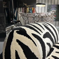 Bretz - Sessel Tharuun Stoff 67 8046 Velours de Gene Zebra Weiß Schwarz Teller Metall Teilpoliert - 7