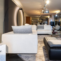 Minotti - Ecksofa Roger Suite Spring Stoff Natte 01 Bianco Weiß Case Lackiert Ghiaccio mit gleichfarbigen Kissen - 4