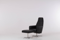 Werther - Sessel Max Leder L7360B Schwarz Fußkreuz Edelstahl Poliert Inklusive Hocker - 8
