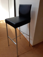 KFF - 3er-Set Barhocker Glooh 1076 Kunstleder Schwarz Gestell Aluminium - 4